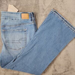 NWT American Eagle Curvy Kick Boot Jeans 18 Short Next Level Stretch Blue Denim